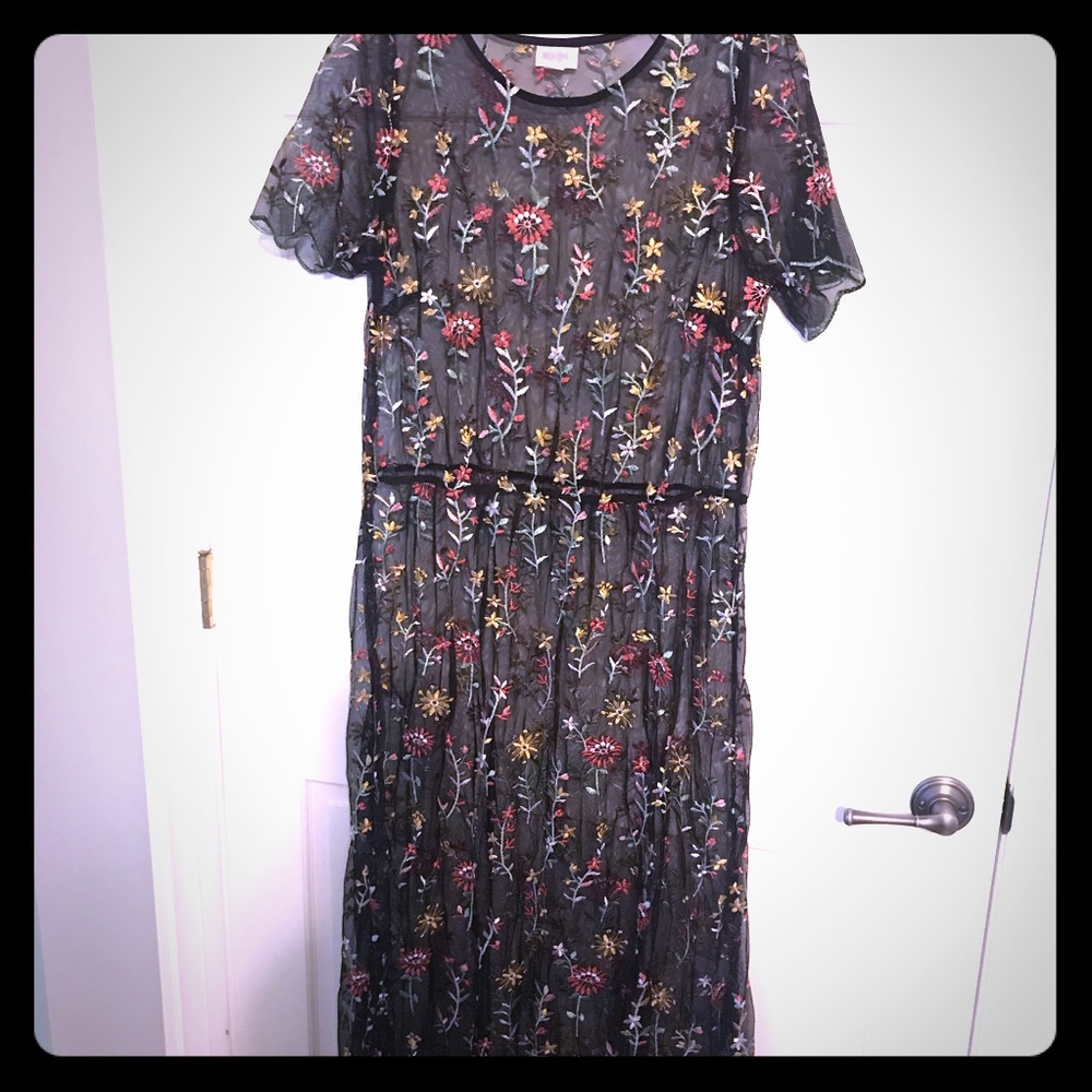 Lularoe Floral Embroidered Deanne Dress
